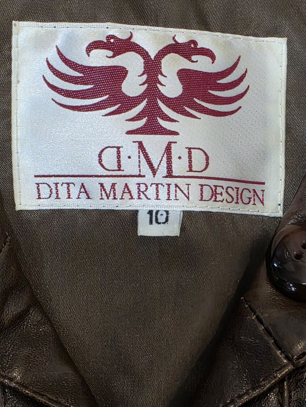 Vintage 80's Dita Martin Design Leather Jacket Sz 10 & Skirt Sz 8 Set Brown - Picture 5 of 11